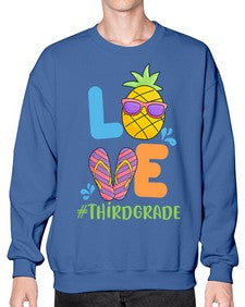 LOVE third Grade Summer Pineapple 527# - third grade- Sweatshirt - Crew