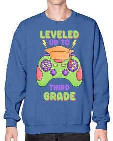 Leveled up to third Grade 472# - third grade- Sweatshirt - Crew