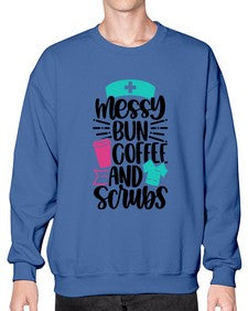 Messy Bun Coffee And Style Style 1097# - nurse- Sweatshirt - Crew