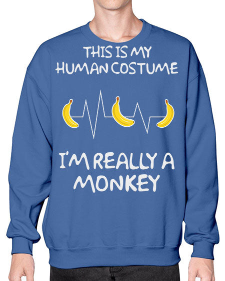 Monkey Human Costume Banana 15# - monkey- Sweatshirt - Crew