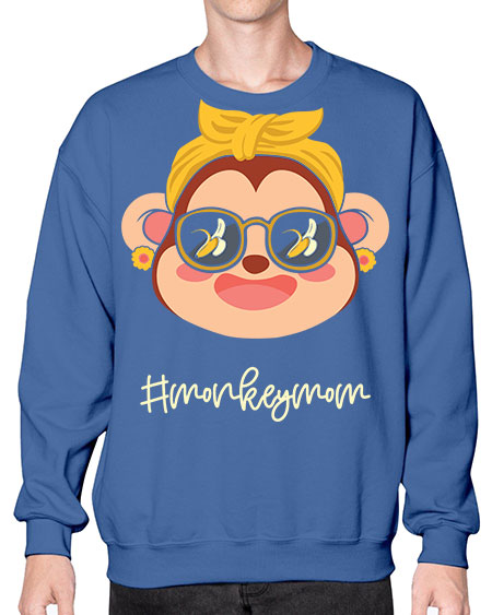 Monkey Mom Banana Glasses 16# - monkey- Sweatshirt - Crew