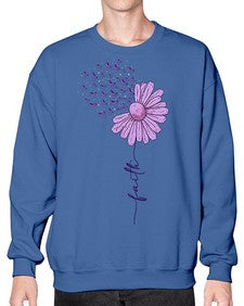 Purple Daisy Faith AlzheimerS Awareness 209# - alzheimers- Sweatshirt - Crew