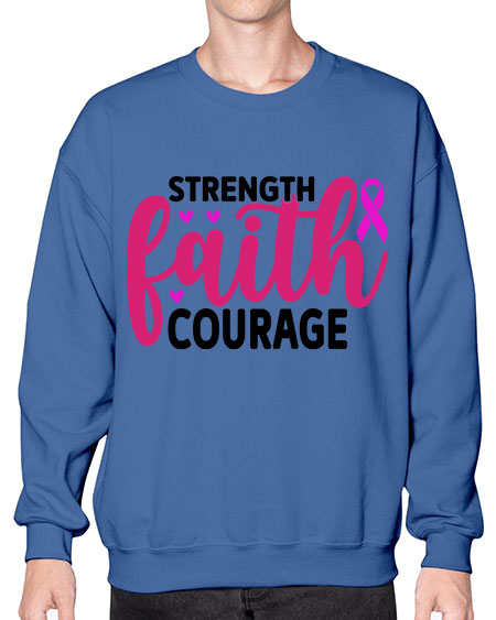 Strength Faith Courage 8# - breast cancer- Sweatshirt - Crew