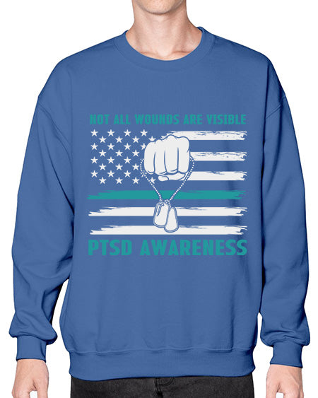 Veteran PTSD Not all wounds 4# - PTSD- Sweatshirt - Crew