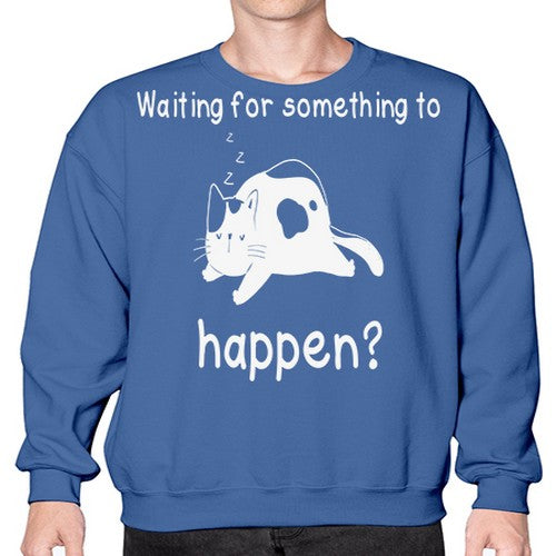 Waiting For Something Sleeping Cat 285# - anime- Sweatshirt - Crew