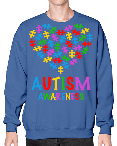 autism awareness heart love puzzle 15# - autism- Sweatshirt - Crew