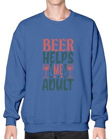 beer helps me adult 646# - beer- Sweatshirt - Crew