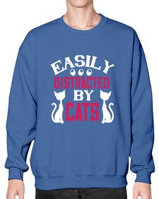 easily distracted by cats Style 46# - cats- Sweatshirt - Crew