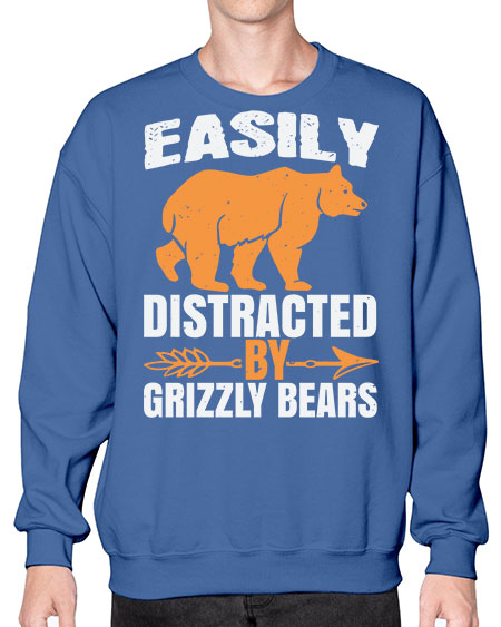 easily distracted by grizzly bears 107# - bears - animals- Sweatshirt - Crew