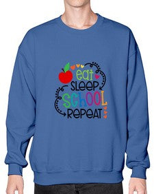 eat sleep school repeat 45# - general school- Sweatshirt - Crew