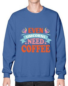 even unicorns need coffee 120# - unicorn- Sweatshirt - Crew