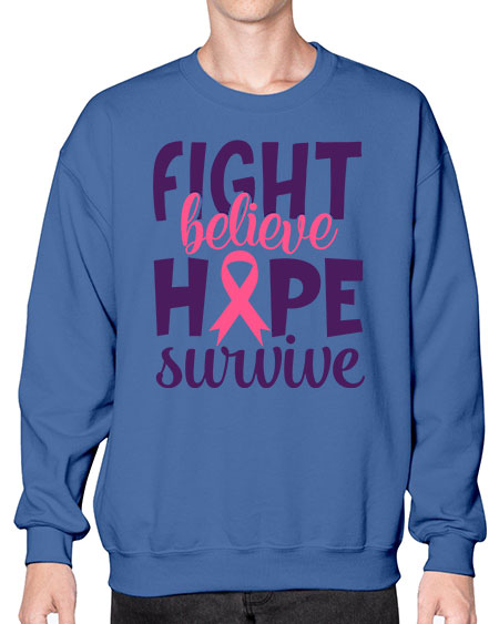 fight believe hope survive Style 13# - breast cancer- Sweatshirt - Crew
