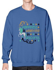happiness is believing in unicorns png 160# - unicorn- Sweatshirt - Crew