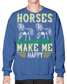 horses make me happy Style 40# - horse- Sweatshirt - Crew