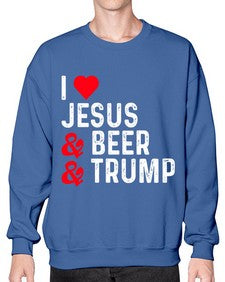 i love jesus beer and trump 1140# - beer- Sweatshirt - Crew