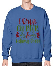 i run on beer holiday cheer 1160# - beer- Sweatshirt - Crew