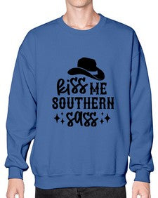 kiss me southern sass 711# - western- Sweatshirt - Crew