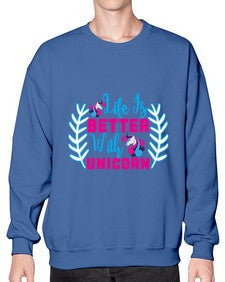 life is better with unicorn 252# - unicorn- Sweatshirt - Crew