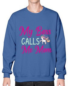 my boss calls me mom 313# - unicorn- Sweatshirt - Crew