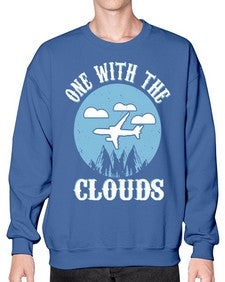 one with the clouds  34# - airplane- Sweatshirt - Crew