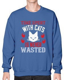 time spend with cat is never wasted Style 120# - cats- Sweatshirt - Crew