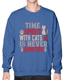 time spend with cat is never wasted Style 121# - cats- Sweatshirt - Crew