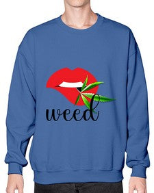 weed lips 1237# - marijuana- Sweatshirt - Crew