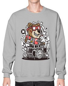 Bear drummer 14# - cartoon animals- Sweatshirt - Crew
