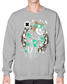 Bear motocross rider 15# - cartoon animals- Sweatshirt - Crew