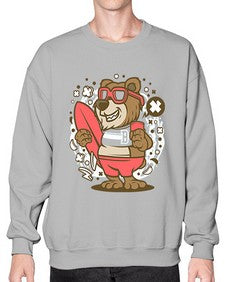 Bear surfing 17# - cartoon animals- Sweatshirt - Crew