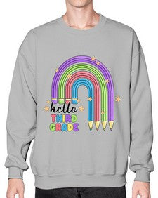 Hello third Grade Pencil Rainbow 347# - third grade- Sweatshirt - Crew