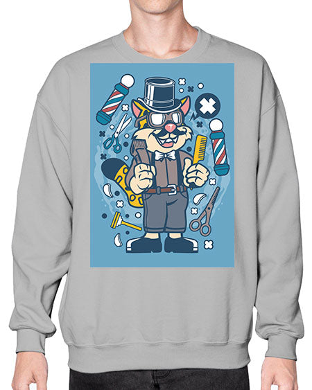 Hipster Barber Leopard835# - barber- Sweatshirt - Crew
