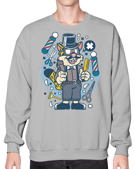 Hipster Barber Leopard836# - barber- Sweatshirt - Crew