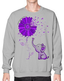 Hope Fight Cure Elephant Alzheimers Purple Ribbon 161# - alzheimers- Sweatshirt - Crew