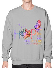 Hope For A Cure Alzheimer Awareness Flower 162# - alzheimers- Sweatshirt - Crew