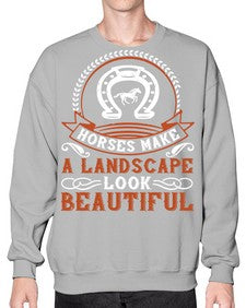 Horses make a landscape look beautiful Style 42# - horse- Sweatshirt - Crew