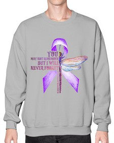 I Will Never Forge Alzheimer Awareness 179# - alzheimers- Sweatshirt - Crew