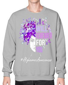 I Will Remember For You Alzheimer Awareness Womens Butterfly 180# - alzheimers- Sweatshirt - Crew