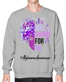 I Will Remember For You Alzheimer Awareness Womens Butterfly 181# - alzheimers- Sweatshirt - Crew