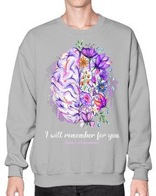 I Will Remember For You Brain Alzheimers Awareness 183# - alzheimers- Sweatshirt - Crew