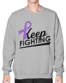 Keep Fighting Alzheimers Epilepsy Warrior Awareness Ribbon 190# - alzheimers- Sweatshirt - Crew