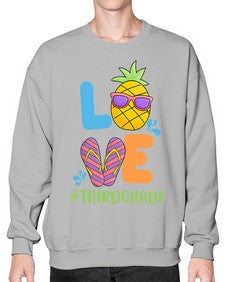 LOVE third Grade Summer Pineapple 527# - third grade- Sweatshirt - Crew