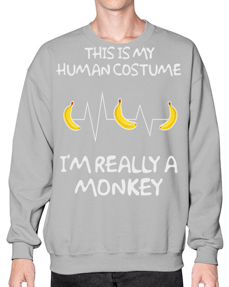 Monkey Human Costume Banana 15# - monkey- Sweatshirt - Crew