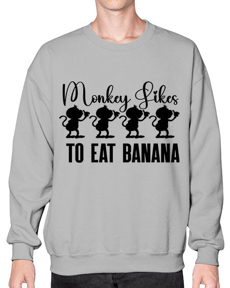 Monkey likes to eat banana  - monkey- Sweatshirt - Crew