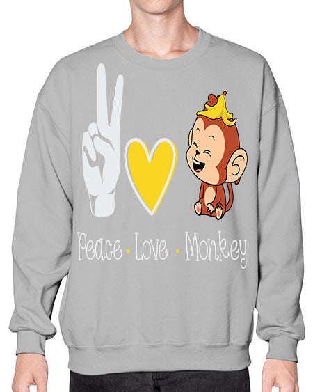 Peace Love Monkey 20# - monkey- Sweatshirt - Crew