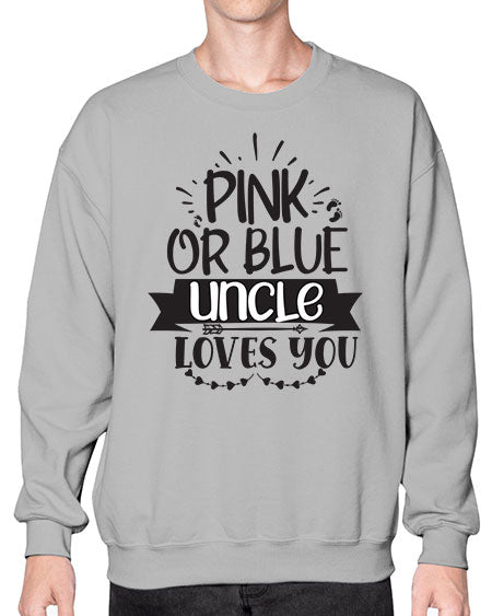 Pink or blue aucle loves you 429# - pregnancy- Sweatshirt - Crew