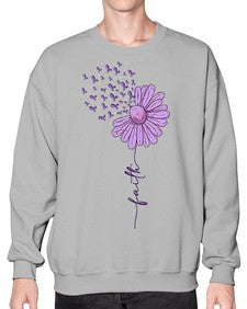 Purple Daisy Faith AlzheimerS Awareness 209# - alzheimers- Sweatshirt - Crew