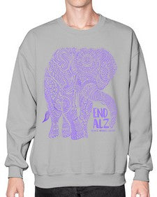Purple Elephant Alzheimer Awareness 210# - alzheimers- Sweatshirt - Crew