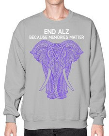 Purple Elephant Alzheimer Awareness 211# - alzheimers- Sweatshirt - Crew