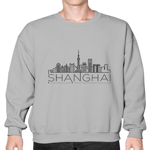 Shanghai Minimal Skyline 1823# - cities- Sweatshirt - Crew